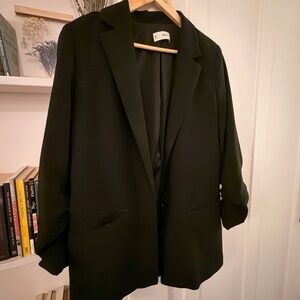 Mango Black Relaxed Single-Button Blazer